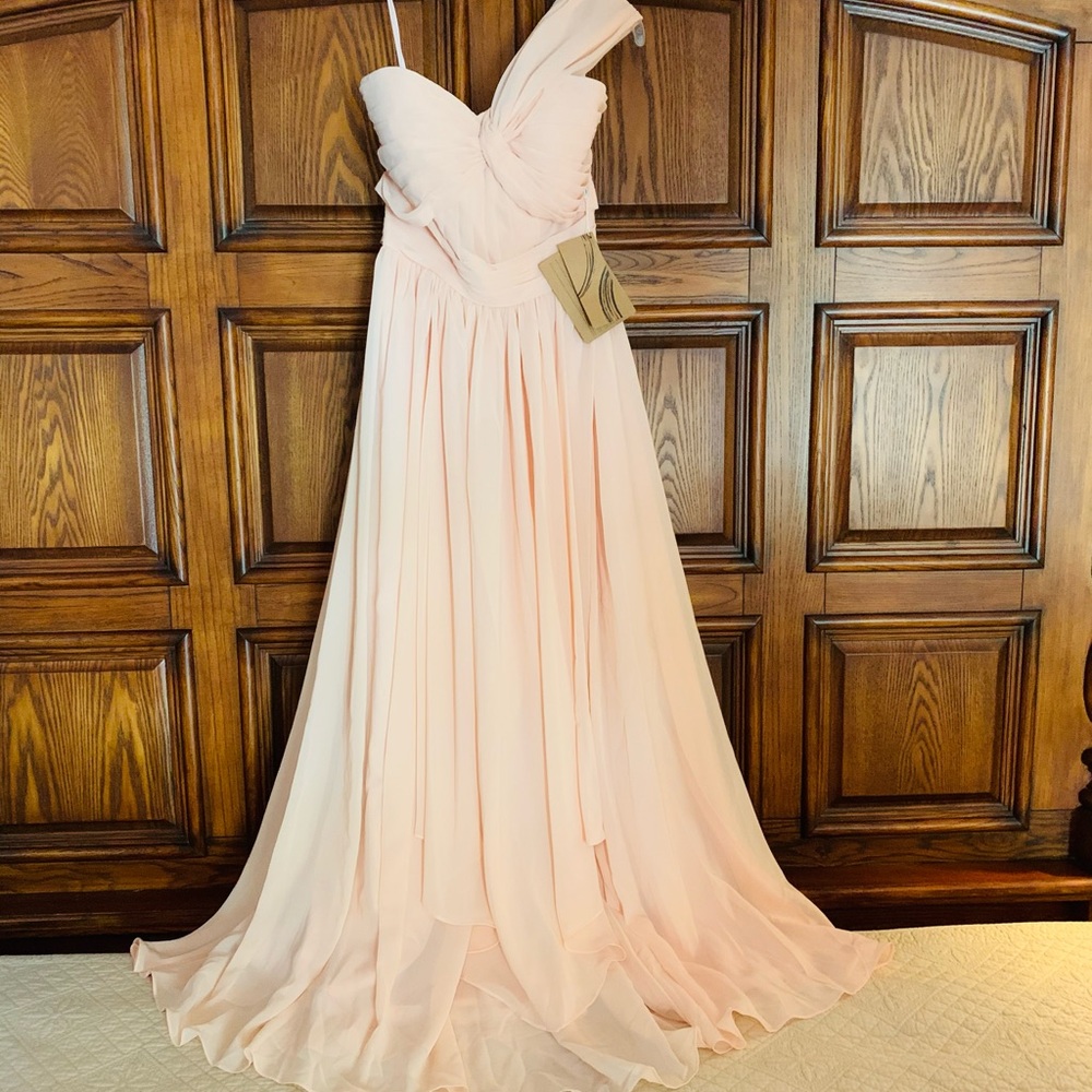 Never used Pearl Pink Gown with shoulder strap